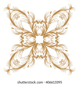 Vintage baroque frame scroll ornament engraving border floral retro pattern antique style acanthus foliage swirl decorative design element filigree calligraphy vector