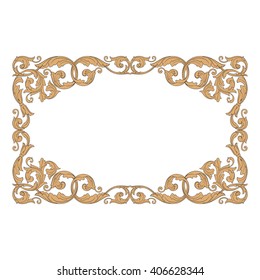 Vintage baroque frame scroll ornament engraving border floral retro pattern antique style acanthus foliage swirl decorative design element filigree calligraphy vector | damask - stock vector