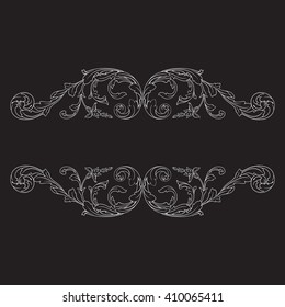 Vintage baroque frame scroll ornament engraving border floral retro pattern antique style acanthus foliage swirl decorative design element filigree calligraphy wedding