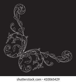 Vintage baroque frame scroll ornament engraving border floral retro pattern antique style acanthus foliage swirl decorative design element filigree calligraphy wedding