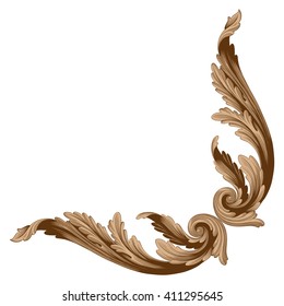 Vintage baroque frame scroll ornament engraving border floral retro pattern antique style acanthus foliage swirl decorative design element filigree calligraphy vector