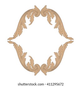 Vintage baroque frame scroll ornament engraving border floral retro pattern antique style acanthus foliage swirl decorative design element filigree calligraphy vector