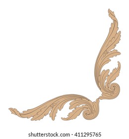 Vintage baroque frame scroll ornament engraving border floral retro pattern antique style acanthus foliage swirl decorative design element filigree calligraphy vector
