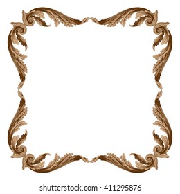 Vintage baroque frame scroll ornament engraving border floral retro pattern antique style acanthus foliage swirl decorative design element filigree calligraphy vector