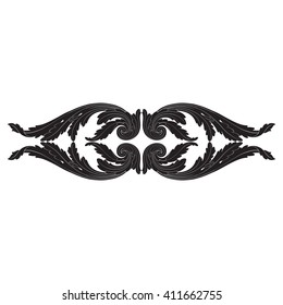 Vintage baroque frame scroll ornament engraving border floral retro pattern antique style acanthus foliage swirl decorative design element filigree calligraphy vector