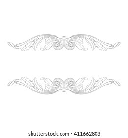 Vintage baroque frame scroll ornament engraving border floral retro pattern antique style acanthus foliage swirl decorative design element filigree calligraphy vector