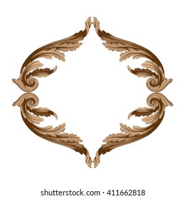 Vintage baroque frame scroll ornament engraving border floral retro pattern antique style acanthus foliage swirl decorative design element filigree calligraphy vector