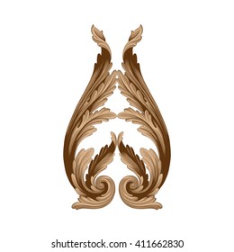Vintage baroque frame scroll ornament engraving border floral retro pattern antique style acanthus foliage swirl decorative design element filigree calligraphy vector