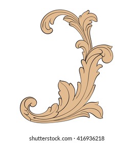 Vintage baroque frame scroll ornament engraving border floral retro pattern antique style acanthus foliage swirl decorative design element filigree calligraphy vector
