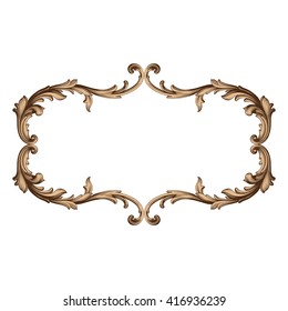 Vintage baroque frame scroll ornament engraving border floral retro pattern antique style acanthus foliage swirl decorative design element filigree calligraphy vector