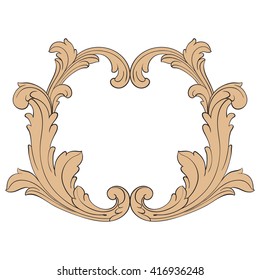 Vintage baroque frame scroll ornament engraving border floral retro pattern antique style acanthus foliage swirl decorative design element filigree calligraphy vector
