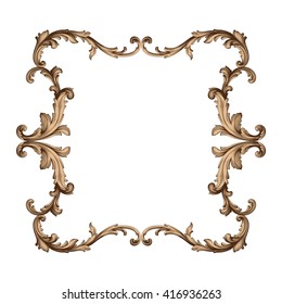Vintage baroque frame scroll ornament engraving border floral retro pattern antique style acanthus foliage swirl decorative design element filigree calligraphy vector