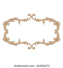 Vintage baroque frame scroll ornament engraving border floral retro pattern antique style acanthus foliage swirl decorative design element filigree calligraphy vector