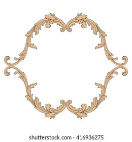 Vintage baroque frame scroll ornament engraving border floral retro pattern antique style acanthus foliage swirl decorative design element filigree calligraphy vector