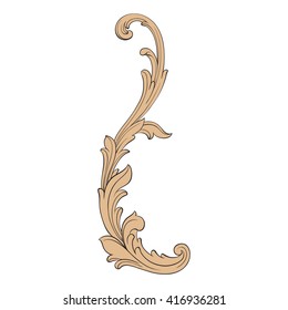 Vintage baroque frame scroll ornament engraving border floral retro pattern antique style acanthus foliage swirl decorative design element filigree calligraphy vector