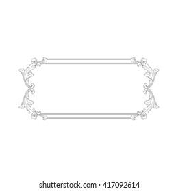 Vintage baroque frame scroll ornament engraving border floral retro pattern antique style acanthus foliage swirl decorative design element filigree calligraphy vector