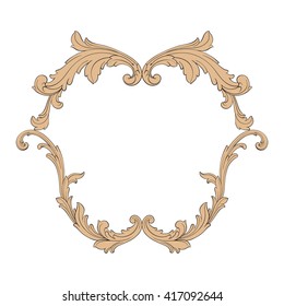 Vintage baroque frame scroll ornament engraving border floral retro pattern antique style acanthus foliage swirl decorative design element filigree calligraphy vector