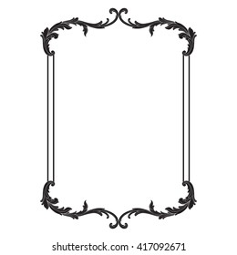 Vintage baroque frame scroll ornament engraving border floral retro pattern antique style acanthus foliage swirl decorative design element filigree calligraphy vector