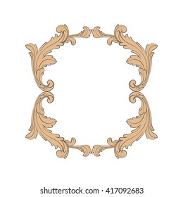 Vintage baroque frame scroll ornament engraving border floral retro pattern antique style acanthus foliage swirl decorative design element filigree calligraphy vector