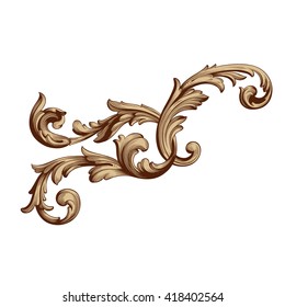 Vintage baroque frame scroll ornament engraving border floral retro pattern antique style acanthus foliage swirl decorative design element filigree calligraphy vector