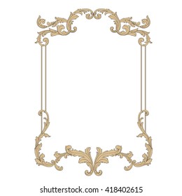 Vintage baroque frame scroll ornament engraving border floral retro pattern antique style acanthus foliage swirl decorative design element filigree calligraphy vector
