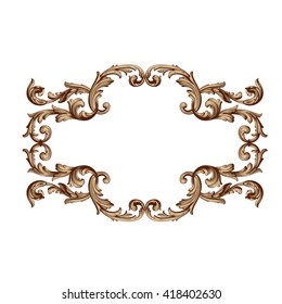 Vintage baroque frame scroll ornament engraving border floral retro pattern antique style acanthus foliage swirl decorative design element filigree calligraphy vector