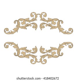 Vintage baroque frame scroll ornament engraving border floral retro pattern antique style acanthus foliage swirl decorative design element filigree calligraphy vector