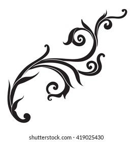 Vintage baroque frame scroll ornament border floral black color vector design
