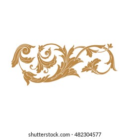 Vintage baroque frame scroll ornament engraving border floral retro pattern antique style acanthus foliage swirl decorative design element filigree calligraphy vector. Damask style