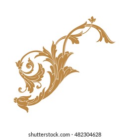 Vintage baroque frame scroll ornament engraving border floral retro pattern antique style acanthus foliage swirl decorative design element filigree calligraphy vector. Damask style