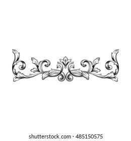 Vintage baroque frame scroll ornament engraving border floral retro pattern antique style acanthus foliage swirl decorative design element filigree calligraphy vector | damask - stock vector. Wedding.