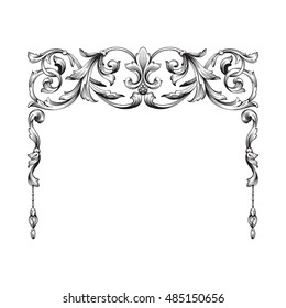 Vintage baroque frame scroll ornament engraving border floral retro pattern antique style acanthus foliage swirl decorative design element filigree calligraphy vector | damask - stock vector. Wedding.