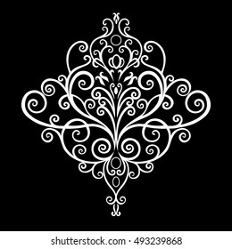 Vintage baroque frame scroll ornament engraving border floral retro pattern antique style acanthus foliage swirl decorative design element filigree calligraphy vecto