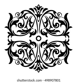 Vintage baroque frame scroll ornament engraving border floral retro pattern antique style acanthus foliage swirl decorative design element filigree calligraphy vector 