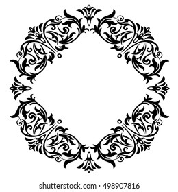 Vintage baroque frame scroll ornament engraving border floral retro pattern antique style acanthus foliage swirl decorative design element filigree calligraphy vector 