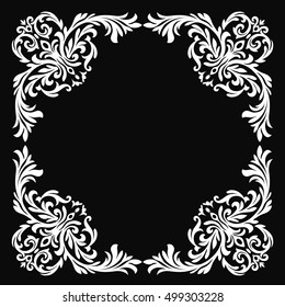 Vintage baroque frame scroll ornament engraving border floral retro pattern antique style acanthus foliage swirl decorative design element filigree calligraphy wedding - vector