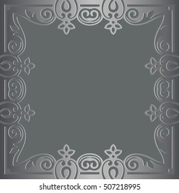 Vintage baroque frame scroll ornament engraving border floral retro pattern antique style acanthus foliage swirl decorative design element filigree calligraphy vector