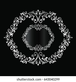 Vintage baroque frame scroll ornament engraving border floral retro pattern antique style acanthus foliage swirl decorative design element filigree calligraphy wedding - vector