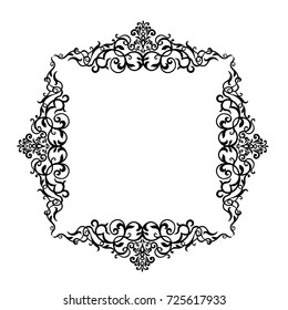 Vintage baroque frame scroll ornament engraving border floral retro pattern antique style acanthus foliage swirl decorative design element filigree calligraphy wedding - vector.