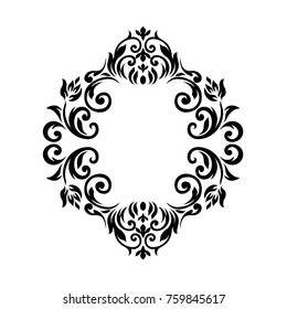 Vintage baroque frame scroll ornament engraving border floral retro pattern antique style acanthus foliage swirl decorative design element filigree calligraphy.