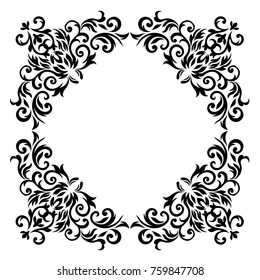 Vintage baroque frame scroll ornament engraving border floral retro pattern antique style acanthus foliage swirl decorative design element filigree calligraphy wedding - vector. 