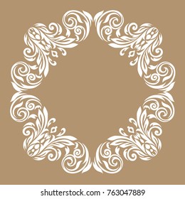 Vintage baroque frame scroll ornament engraving border floral retro pattern antique style acanthus foliage swirl decorative design element filigree calligraphy.