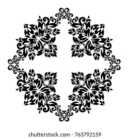 Vintage baroque frame scroll ornament engraving border floral retro pattern antique style acanthus foliage swirl decorative design element filigree calligraphy .