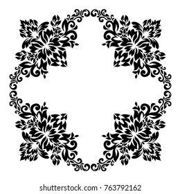 Vintage baroque frame scroll ornament engraving border floral retro pattern antique style acanthus foliage swirl decorative design element filigree calligraphy .