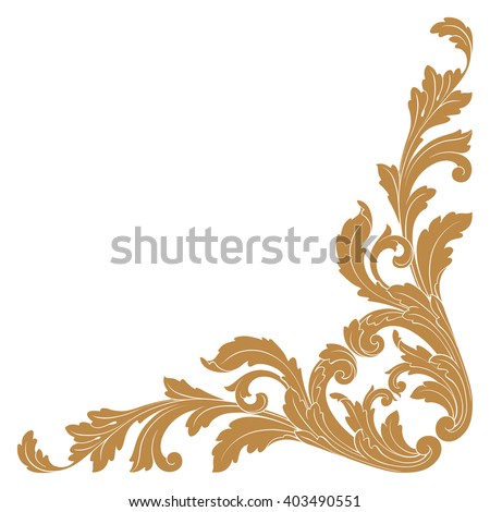 Vintage baroque frame scroll ornament engraving border floral retro pattern antique style acanthus foliage swirl decorative design element filigree calligraphy wedding 
