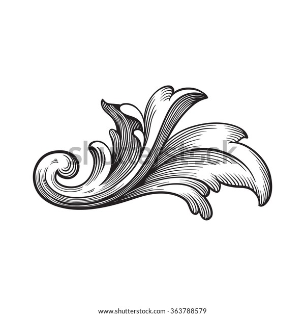 Vintage baroque frame scroll\
ornament engraving border floral retro pattern antique style\
acanthus foliage swirl decorative design element filigree\
calligraphy vector