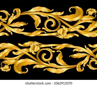 vintage baroque frame scroll seamless pattern