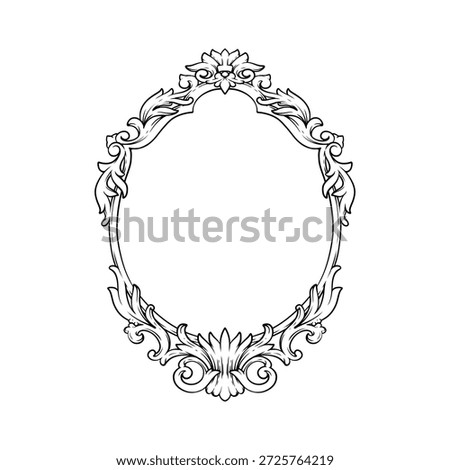 vintage baroque frame vector illustration with drawing line art