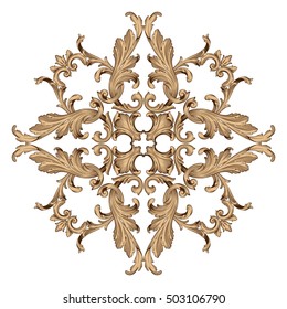 Vintage baroque mandala ornament. Vintage pattern in Victorian style. Ornate floral element for design. Ornament pattern for wedding invitations, birthday and greeting cards. Traditional black decor. 