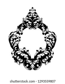 Vintage Baroque Mirror frame Vector. French Luxury rich intricate ornaments. Victorian Royal Style decors